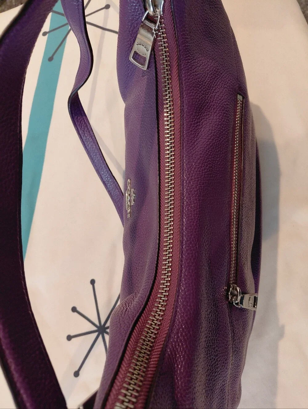 COACH  Slouch hobo In Purple Pebble Leather